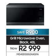 Samsung 40L Grill Microwave Oven Black MG40DG5524AGFA