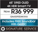 Samsung 65" S90D OLED 4K HDR Smart TV QA65S90DAKXXA
