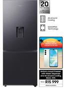 Samsung 459L Bottom Mount Freezer With Water Disp & All Around Cooling Black RB50DG632EB1FA