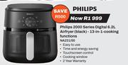 Philips 2000 Series Digital 6.2L Air Fryer Black 13 In 1 Cooking Functions NA231/00