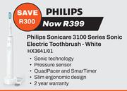 Philips Sonicare 3100 Series Sonic Electric Toothbrush White HX3641/01