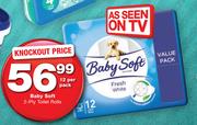 Baby Soft 2-Ply Toilet Rolls-12's Per Pack