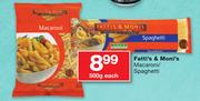Fatti's & Moni's Macaroni/Spaghetti-500g Each