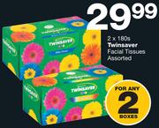 Twinsaver Facial Tissues Assorted-2x180's