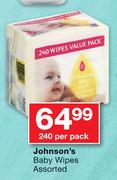 Johnson's Baby Wipes Assorted-240's Per Pack