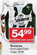 Savanna Dry/Light/Dark Cider NRB-6x330ml Per Pack