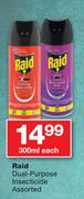 Raid Dual-Purpose Insecticide Assorted-300ml Each