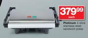 Platinum 4-Slice Stainless Steel Sandwich Press