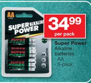 Super Power Alkaline Batteries AA-Per 6 Pack