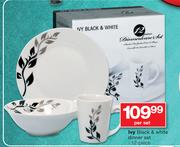 Ivy Black & White Dinner Set 12 Piece-Per Set