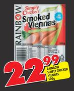 Rainbow Simply Chicken Viennas-500gm