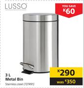 Lusso 3Ltr Metal Bin (Stainless Steel)