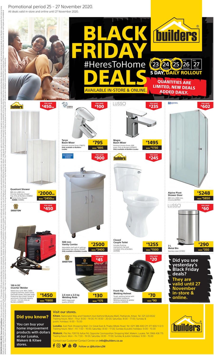 Builders Zambia Black Friday 25, Shower Curtains Builders Warehouse