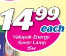 Valupak Energy Saver Lamp 15W-Each