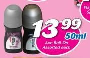 Axe Roll On-50ml Each