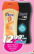 Clere Hand & Body Lotion-400ml Each