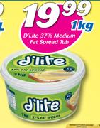 D'Lite 37% Medium Fat Spread Tub-1Kg