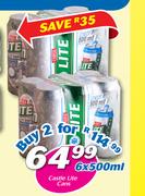 Castle Lite Cans-6 x 500ml