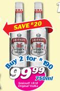 Smirnoff 1818 Original Vodka-For 2
