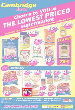 Cambridge Food Zululand : The Lowest Priced Supermarket (5 Oct - 21 Oct 2017), page 1
