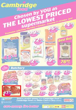 Cambridge Food Zululand : The Lowest Priced Supermarket (5 Oct - 21 Oct 2017), page 1