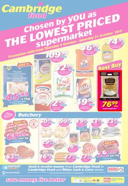 Cambridge Food Zululand : The Lowest Priced Supermarket (5 Oct - 21 Oct 2017), page 1
