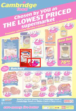 Cambridge Food Zululand : The Lowest Priced Supermarket (5 Oct - 21 Oct 2017), page 1