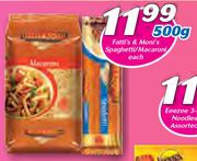 Fatti's & Moni's Spaghetti/Macaroni-500g Each
