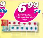 Lovely Lollies Lollipops Assorted-7's Each