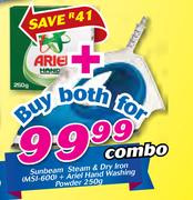 Sunbeam Steam & Dry Iron MSI-600 + Ariel Hand Washing Powder-250g Combo