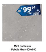Matt Porcelain Pebble Grey 600 x 600-Per Sqm