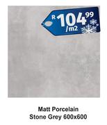 Matt Porcelain Stone Grey 600 x 600-Per Sqm