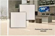 Polished Porcelain Ivory 600 x 600