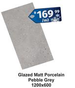 Glazed Matt Porcelain Pebble Grey 1200 x 600-Per Sqm
