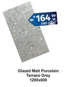 Glazed Matt Porcelain Tarrazo Grey 1200 x 600-Per Sqm
