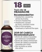 Orijins Tonic No.18 For Headache 9614-Each