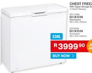 Dixon 330L Chest Freezer With Upper Storage Basket DCF330W