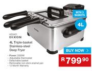 Dixon 4L Triple Basket Stainless Steel Deep Fryer HD3401