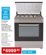 Dixon 6 Burner Freestanding Gas Stove & Electric Oven (Stainless Steel) DC76GES