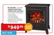 Dixon 1850W Electric Fireplace Heater With Realistic Flame Effect ND-186B