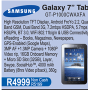 Samsung Galaxy 7" Tab (GT-P1000CWAXFA)