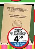 Freedom A4 72 Page Cash Book Or Accounting Journal-Each