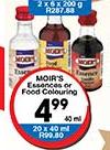Moir's Essence Or Food Colouring-40ml Each