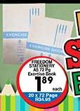 Freedom Stationary A5 72 Page Exercise Book-Each