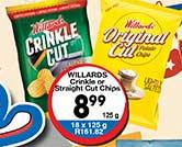 Willards Crinkle Or Straight Cut Chips-125g Each