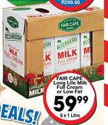 Fair Cape Long Life Milk Full Cream Or Low Fat-6x1Ltr