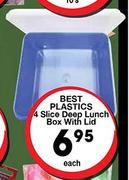 Best Plastics 4 Slice Deep Lunch Box With Lid-Each
