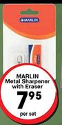 Marlin Metal Sharpener With Eraser-Per Set