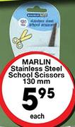 Marlin Stainless Steel School Scissors 130mm-Each