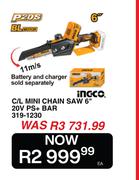 Ingco C/L Mini Chain Saw 6" 20V PS+ Bar 319-1230